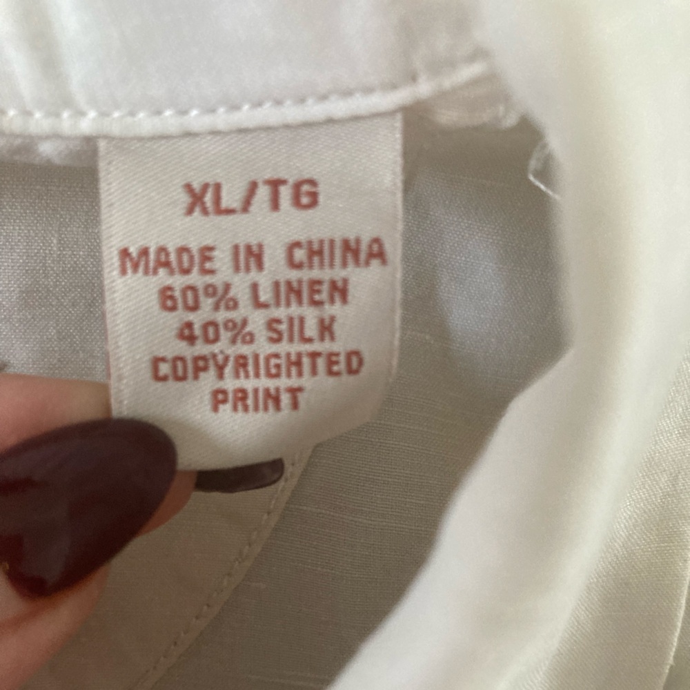 Tommy Bahama Shirt Mens  White Linen Silk Collectors Edition Sailboat Art - Picture 9 of 11